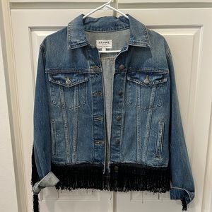 Frame jean jacket size medium with black fringe